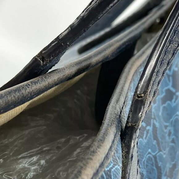 Auth CELINE Old Sulky Tote Bag 2WAY Bag Crossbody Shoulder Bag Leather/PVC blue/ - Picture 8 of 16